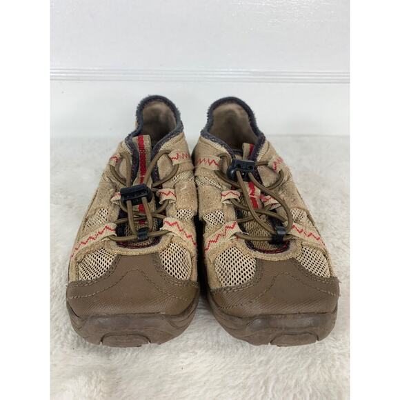 Lands End Boys Size 1 Outdoor Slip-On Shoes Beige & Red - Picture 2 of 9